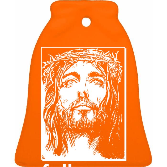 Jesus Christ Portrait Follower Ceramic Bell Ornament