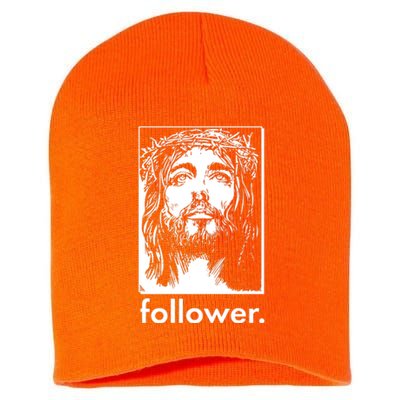 Jesus Christ Portrait Follower Short Acrylic Beanie