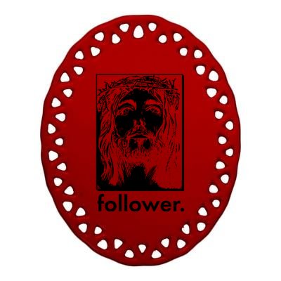 Jesus Christ Portrait Follower Ceramic Oval Ornament