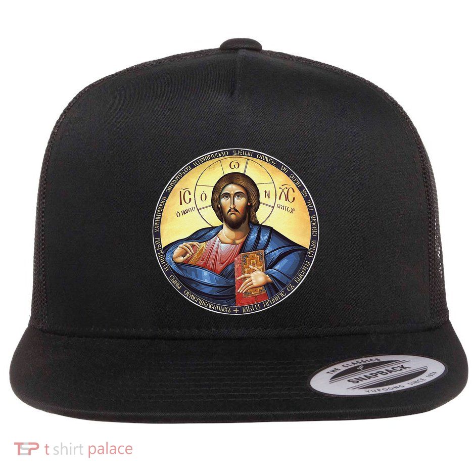 Jesus Christ Pantocrator Orthodox Byzantine Icon Flatbill Hat