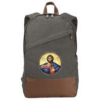 Jesus Christ Pantocrator Orthodox Byzantine Icon Cotton Canvas Backpack
