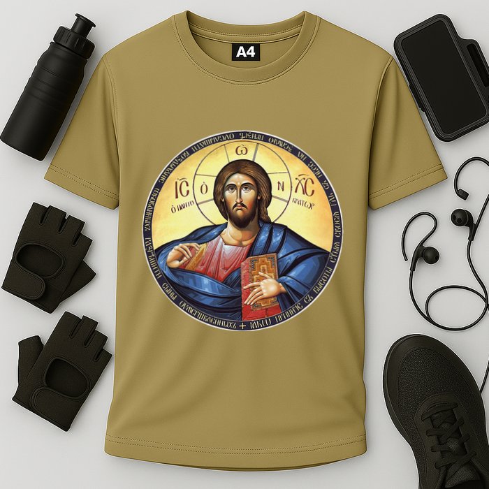 Jesus Christ Pantocrator Orthodox Byzantine Icon Performance Shirt