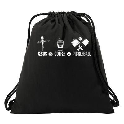 Jesus Coffee Pickleball Funny Christian Pickleball Lovers Drawstring Bag