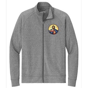 Jesus Christ Pantocrator Orthodox Byzantine Icon Stretch Full-Zip Cadet Jacket