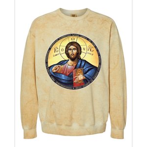 Jesus Christ Pantocrator Orthodox Byzantine Icon Colorblast Crewneck Sweatshirt