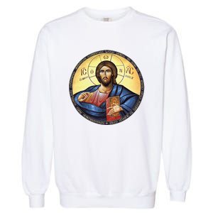 Jesus Christ Pantocrator Orthodox Byzantine Icon Garment-Dyed Sweatshirt