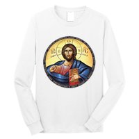 Jesus Christ Pantocrator Orthodox Byzantine Icon Long Sleeve Shirt