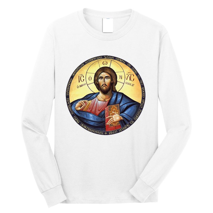 Jesus Christ Pantocrator Orthodox Byzantine Icon Long Sleeve Shirt