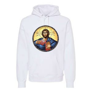 Jesus Christ Pantocrator Orthodox Byzantine Icon Premium Hoodie