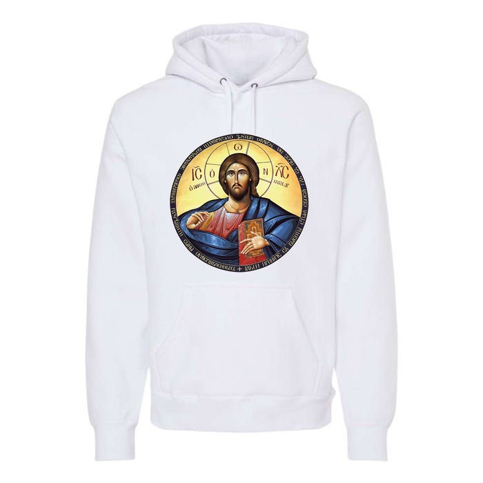 Jesus Christ Pantocrator Orthodox Byzantine Icon Premium Hoodie