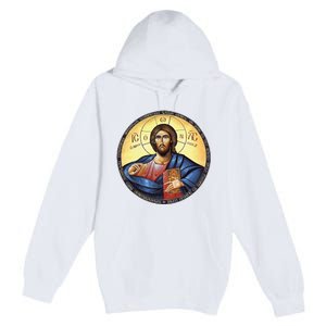 Jesus Christ Pantocrator Orthodox Byzantine Icon Premium Pullover Hoodie