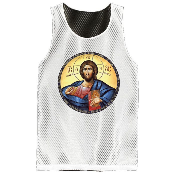 Jesus Christ Pantocrator Orthodox Byzantine Icon Mesh Reversible Basketball Jersey Tank