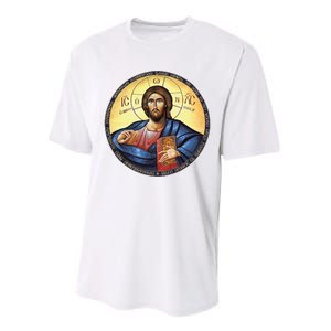 Jesus Christ Pantocrator Orthodox Byzantine Icon Performance Sprint T-Shirt