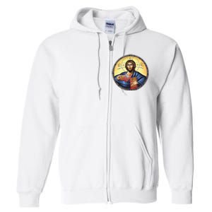 Jesus Christ Pantocrator Orthodox Byzantine Icon Full Zip Hoodie