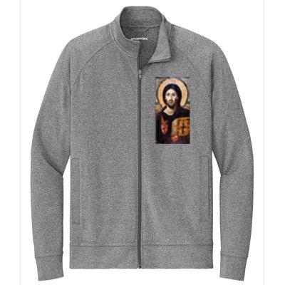 Jesus Christ Pantocrator Sinai Orthodox Christian Icon Gifts Stretch Full-Zip Cadet Jacket