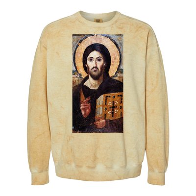 Jesus Christ Pantocrator Sinai Orthodox Christian Icon Gifts Colorblast Crewneck Sweatshirt