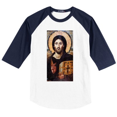 Jesus Christ Pantocrator Sinai Orthodox Christian Icon Gifts Baseball Sleeve Shirt