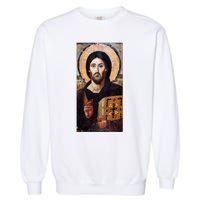 Jesus Christ Pantocrator Sinai Orthodox Christian Icon Gifts Garment-Dyed Sweatshirt