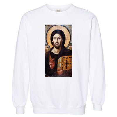 Jesus Christ Pantocrator Sinai Orthodox Christian Icon Gifts Garment-Dyed Sweatshirt