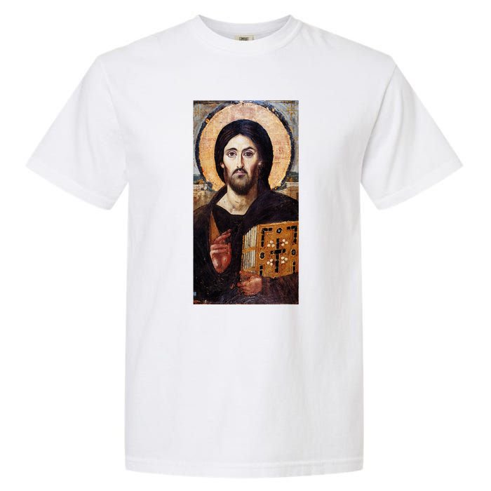 Jesus Christ Pantocrator Sinai Orthodox Christian Icon Gifts Garment-Dyed Heavyweight T-Shirt