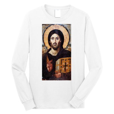 Jesus Christ Pantocrator Sinai Orthodox Christian Icon Gifts Long Sleeve Shirt