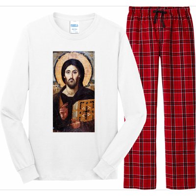 Jesus Christ Pantocrator Sinai Orthodox Christian Icon Gifts Long Sleeve Pajama Set