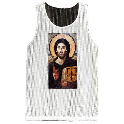 Jesus Christ Pantocrator Sinai Orthodox Christian Icon Gifts Mesh Reversible Basketball Jersey Tank