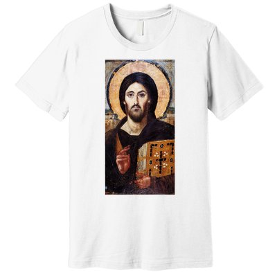 Jesus Christ Pantocrator Sinai Orthodox Christian Icon Gifts Premium T-Shirt