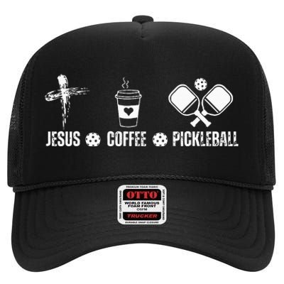 Jesus Coffee Pickleball Funny Christian Pickleball Lovers High Crown Mesh Back Trucker Hat