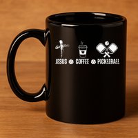 Jesus Coffee Pickleball Funny Christian Pickleball Lovers 11oz C Handle Ceramic Mug