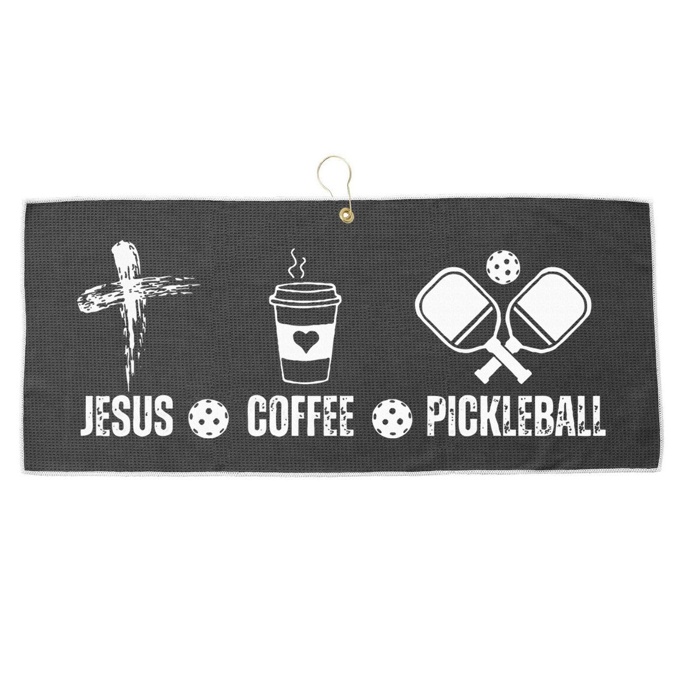 Jesus Coffee Pickleball Funny Christian Pickleball Lovers Large Microfiber Waffle Golf Towel