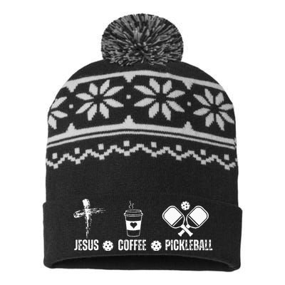 Jesus Coffee Pickleball Funny Christian Pickleball Lovers USA-Made Snowflake Beanie