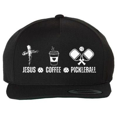 Jesus Coffee Pickleball Funny Christian Pickleball Lovers Wool Snapback Cap