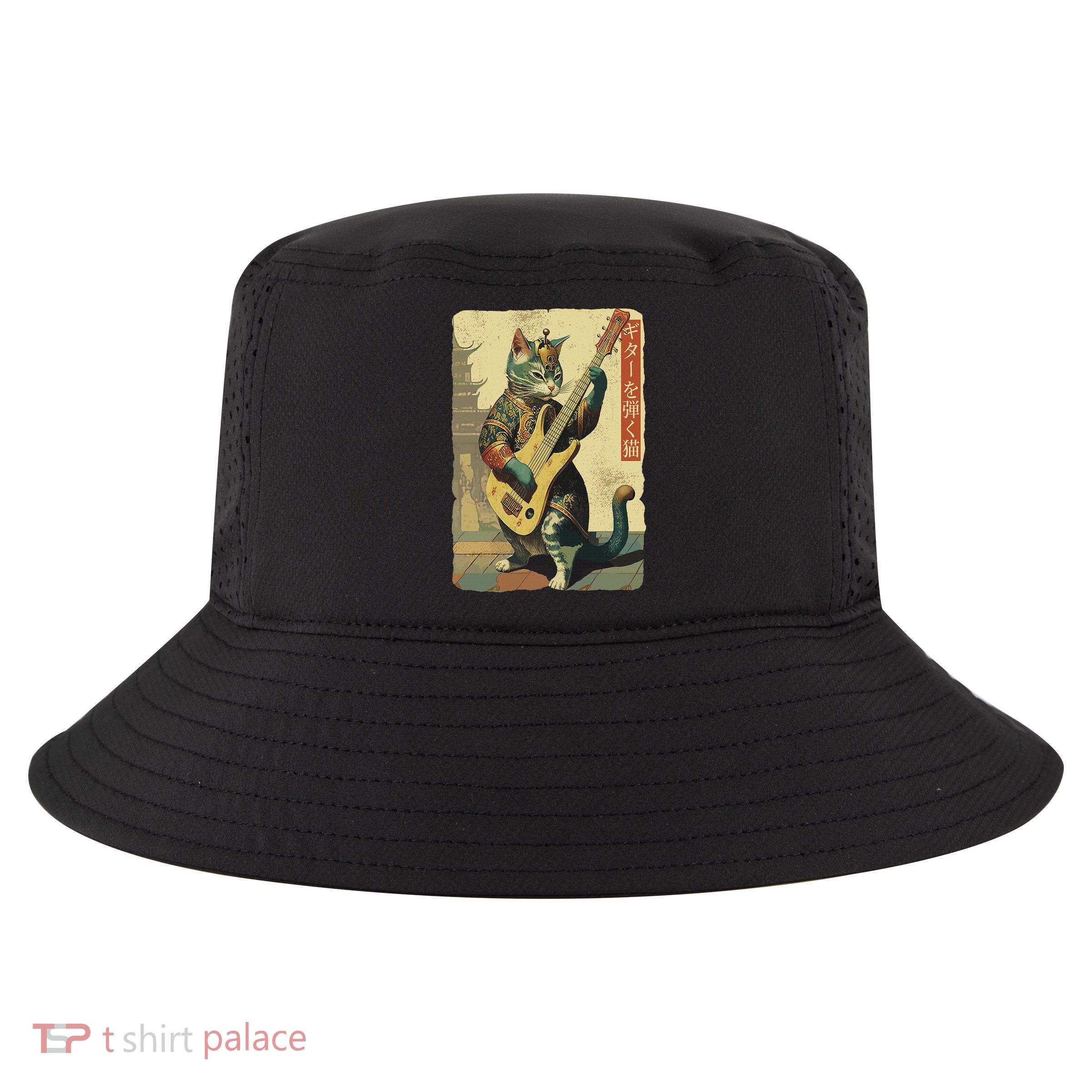 Japanese Cat Princess Playing The Electric Guitar Cool Comfort Performance Bucket Hat