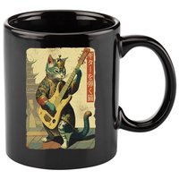 Japanese Cat Princess Playing The Electric Guitar 11oz C Handle Ceramic Mug