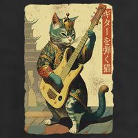 Japanese Cat Princess Playing The Electric Guitar 11oz C Handle Ceramic Mug