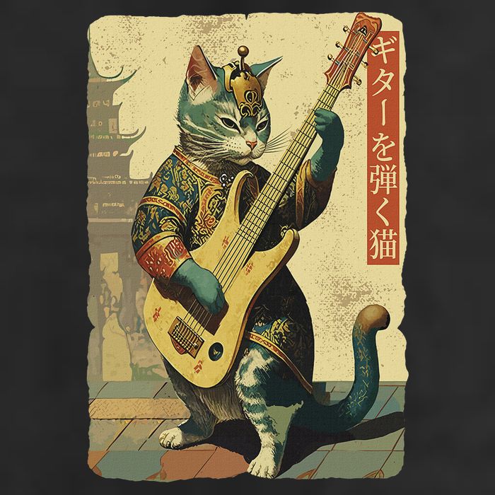 Japanese Cat Princess Playing The Electric Guitar 11oz C Handle Ceramic Mug