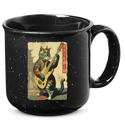 Japanese Cat Princess Playing The Electric Guitar 15oz Campfire Ceramic Mug