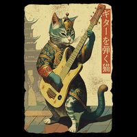 Japanese Cat Princess Playing The Electric Guitar Drawstring Bag