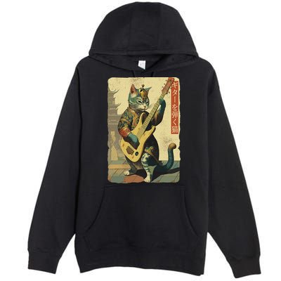 Japanese Cat Princess Playing The Electric Guitar Premium Pullover Hoodie