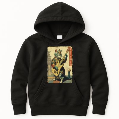 Japanese Cat Princess Playing The Electric Guitar Kids Hoodie