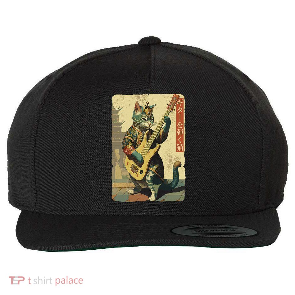 Japanese Cat Princess Playing The Electric Guitar Wool Snapback Cap