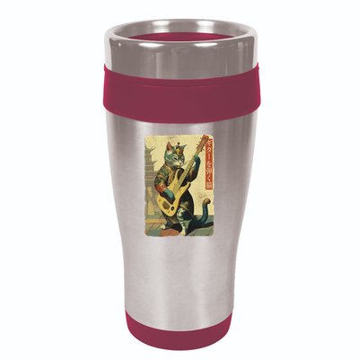 Japanese Cat Princess Playing The Electric Guitar 16oz Travel Tumbler
