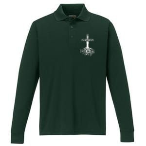 Jesus Cross Roots Performance Long Sleeve Polo