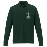 Jesus Cross Roots Performance Long Sleeve Polo