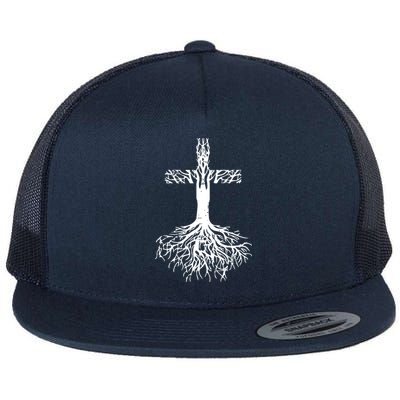 Jesus Cross Roots Flat Bill Trucker Hat