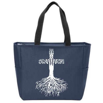 Jesus Cross Roots Zip Tote Bag