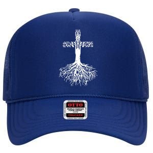 Jesus Cross Roots High Crown Mesh Back Trucker Hat