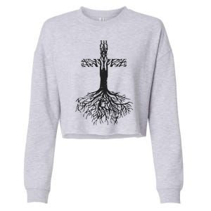 Jesus Cross Roots Cropped Pullover Crew