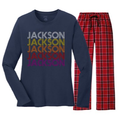 Jackson City Retro Women's Long Sleeve Flannel Pajama Set 